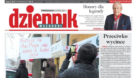 Pierwsza strona Dziennika Wschodniego z 8 lutego 2021 r. 