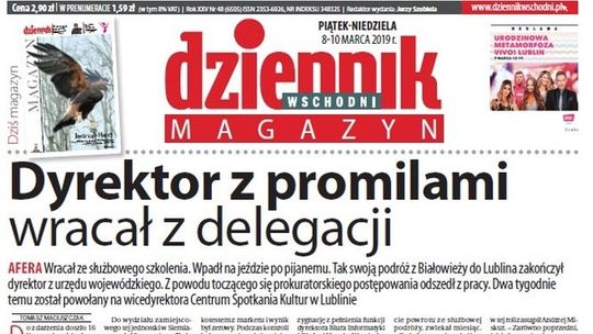 Pierwsza strona Dziennika Wschodniego z 8 marca 2019 roku