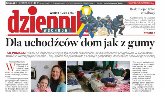  Pierwsza strona Dziennika Wschodniego z 8 marca 2022 roku 