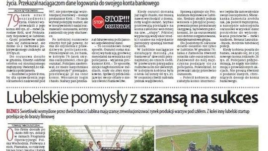 Pierwsza strona Dziennika Wschodniego z 8 stycznia 2018 roku