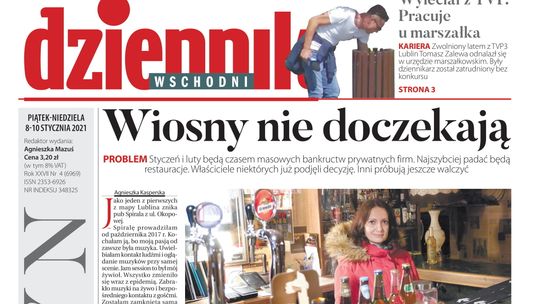  Pierwsza strona Dziennika Wschodniego z 8 stycznia 2021 r. 