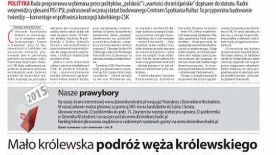 Pierwsza strona Dziennika Wschodniego z 8 września 2015