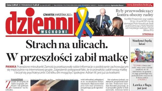 Pierwsza strona Dziennika Wschodniego z 8 września 2022 r.