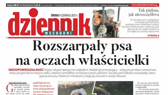 Pierwsza strona Dziennika Wschodniego z 9 czerwca 2021 roku