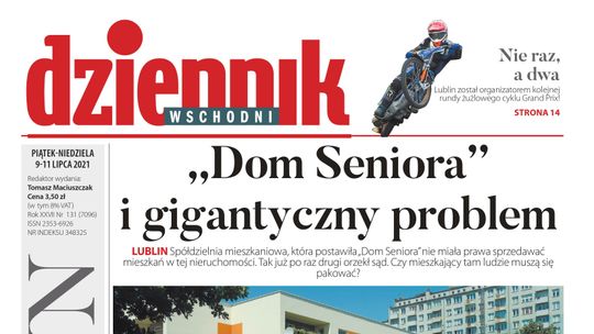  Pierwsza strona Dziennika Wschodniego z 9 lipca 2021 r. 