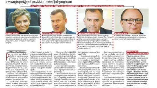 Pierwsza strona Dziennika Wschodniego z 9 listopada 2017