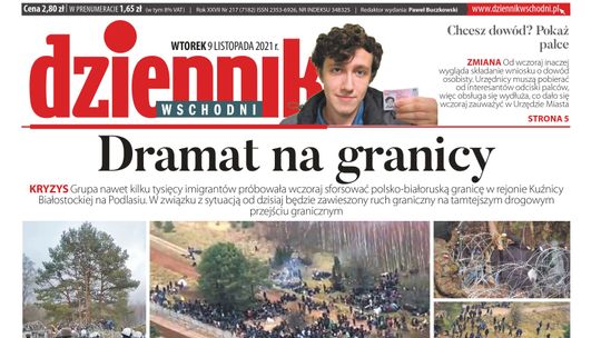  Pierwsza strona Dziennika Wschodniego z 9 listopada 2021 r. 