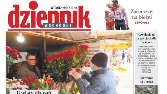 Pierwsza strona Dziennika Wschodniego z 9 marca 2021 r. 