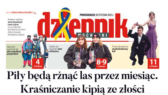 Pierwsza strona Dziennika Wschodniego z dnia 30 stycznia 2023 roku