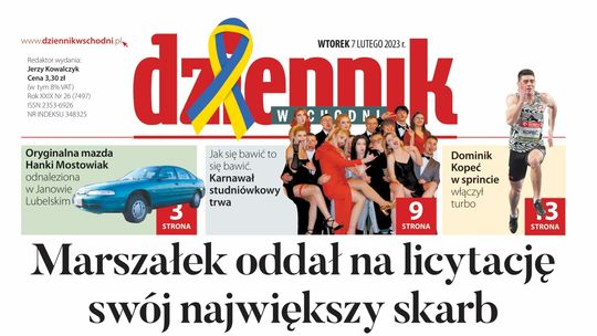 Pierwsza strona Dziennika Wschodniego z dnia 7 lutego 2023. r