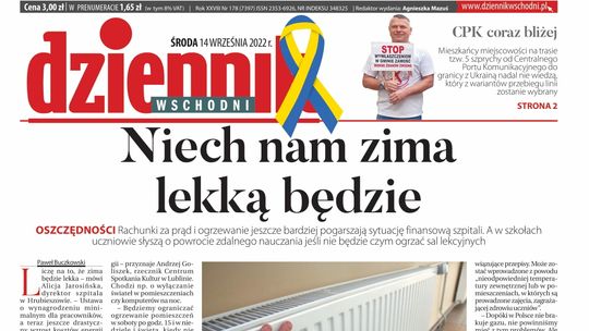  Pierwsza strona Dziennika z 14 września 2022 r. 