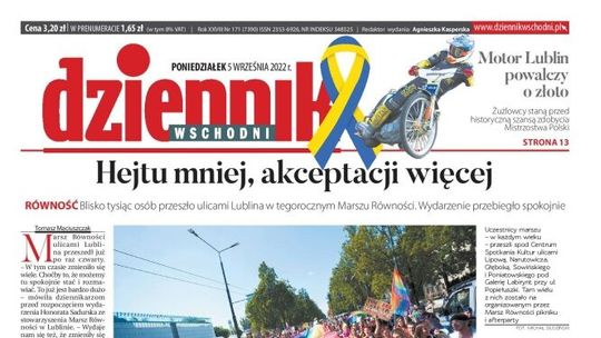 Pierwsza strona Dziennika z 5 września 2022 r.