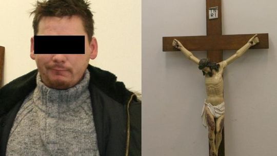 Pijany szedł z krzyżem. \"Chciałem sie pomodlić\"