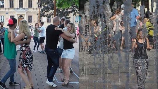 Plac Litewski oblegany od rana do nocy. Zabawa, tańce i kąpiele w fontannie (zdjęcia)