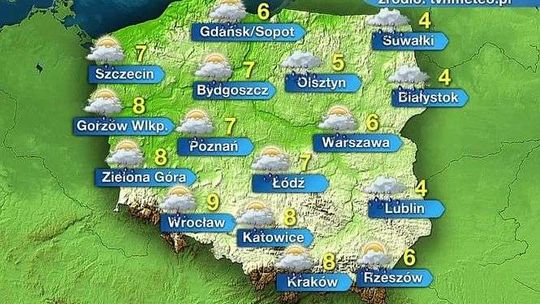 Pogoda na niedzielę: Może padać deszcz ze śniegiem