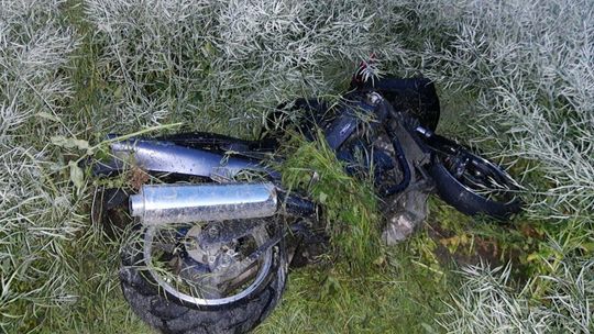 Policyjny rajd za motocyklem kawasaki zakończony w rzepaku