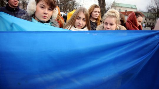 \"Polska, Ukraina, Europa jedyna\". Ukraińska manifestacja w Lublinie (wideo, zdjęcia)