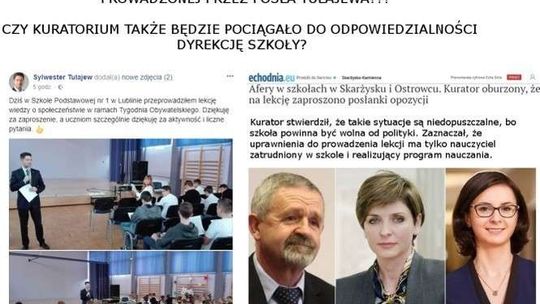 Posłowie na spotkaniach z uczniami w szkole podstawowej. Lekcja czy agitacja?