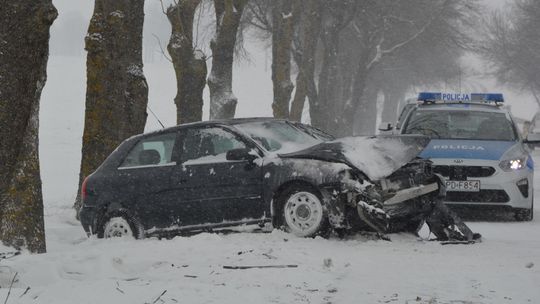 Powiat chełmski. Audi uderzyło w drzewo. Ranna 80-latka trafiła do szpitala