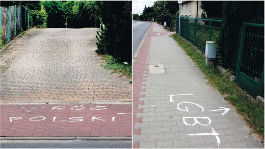 Powiesił plakat z Trzaskowskim. Przed bramą ktoś napisał „wróg Polski”, a przed furtką „LGBT”