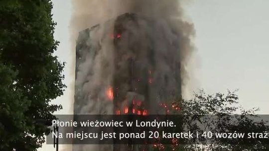 Pożar apartamentowca w Londynie. Co najmniej 30 osób rannych