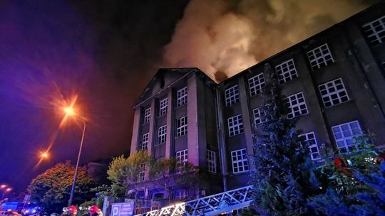 Pożar dawnej szkoły przy ul. Spokojnej. Straż: To prawdopodobnie było podpalenie [zdjęcia]