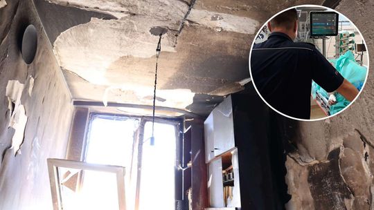 Pożar przy ul. Pozytywistów w Lublinie. Ranne trzy osoby, w tym policjant [zdjęcia]