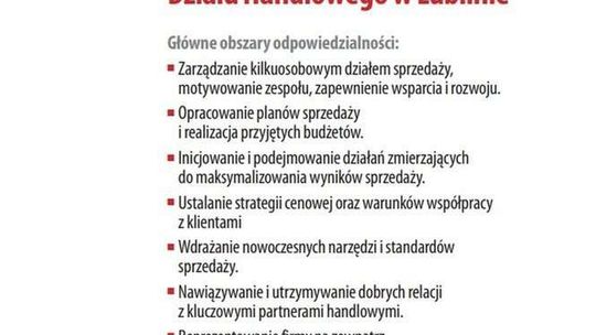 Praca w Lublinie: Kierownik działu handlowego