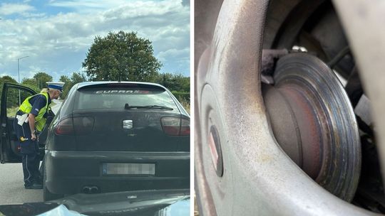 Praktycznie bez hamulców i bieżnika. Po kontroli auto trafiło na lawetę