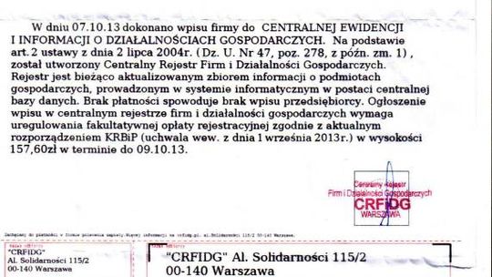 Przedsiębiorco, nie daj się złapać na wpis. Uwaga na naciągaczy