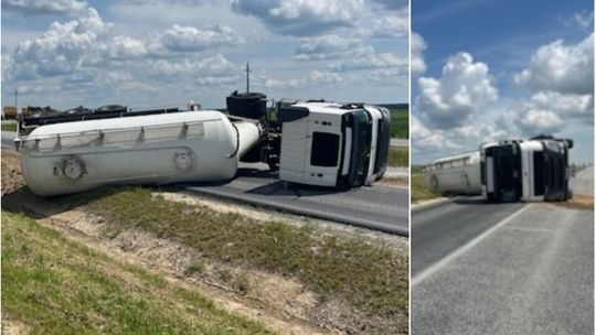 Przez jazdę na "podwójnym gazie" położył ciężarówkę