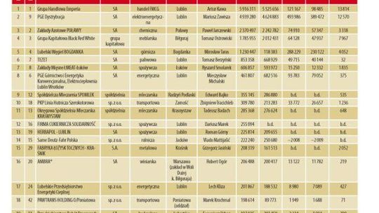 Ranking 100 Największych Firm Lubelszczyzny 2010 (pełna lista)