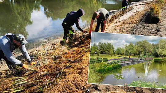 Roboty przy oczku wodnym w parku Misztalec w Janowie Lubelskim. Kiedy się skończą?