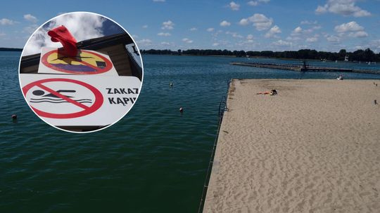 Sinice w Zalewie Zemborzyckim. Kąpielisko nieczynne, baseny działają