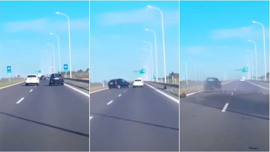 Skandaliczne zachowanie kierowcy na drodze pod Lublinem. Drugie auto wylądowało na barierkach [wideo]