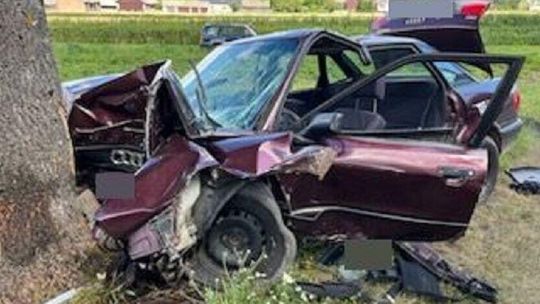 Śmiertelny wypadek pod Biłgorajem. Audi roztrzaskało się na drzewie