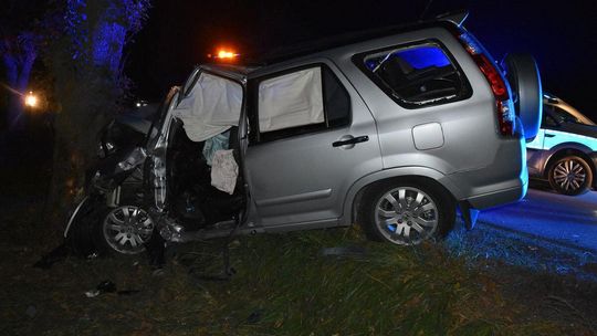 Śmiertelny wypadek pod Siedliszczem. Samochód uderzył w drzewo