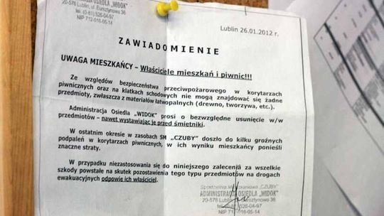Spółdzielnia Czuby ostrzega mieszkańców przed pożarami