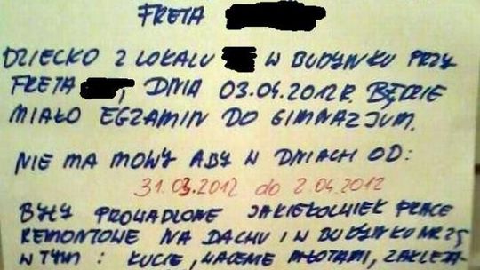 Spółdzielnia nie może remontować, bo... dziecko się uczy
