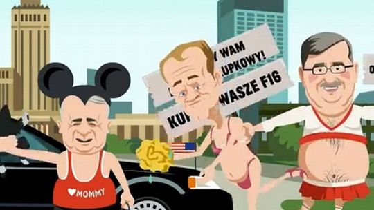 Spot Palikota: Tusk, Komorowski i Kaczyński myją samochód Obamy