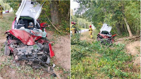 Straciła panowanie i uderzyła w drzewo
