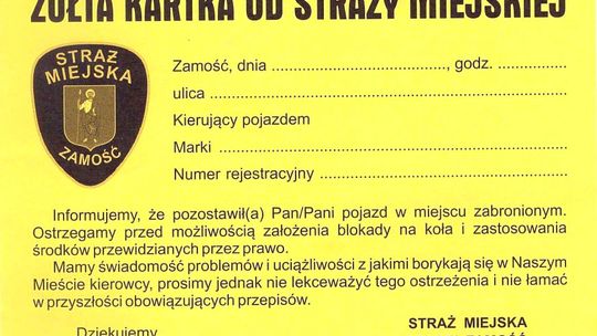 Straż Miejska w Zamościu daje żółte kartki zamiast mandatów