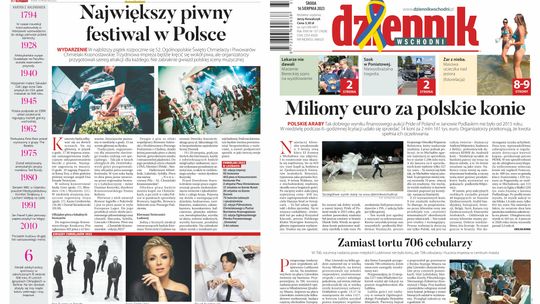 Strona 1. "Dziennika Wschodniego" z dnia 16 sierpnia 2023 r.