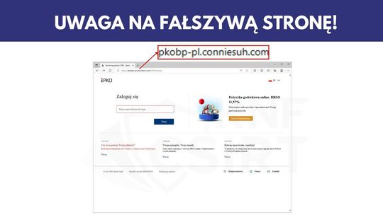 Strona łudząco podobna do strony banku. Uwaga, można stracić oszczędności!