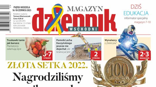 Strona pierwsza "Dziennika Wschodniego" z 16-18 czerwca 2023