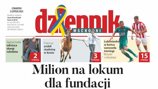 Strona pierwsza Dziennika Wschodniego z 2 lutego 2023 roku