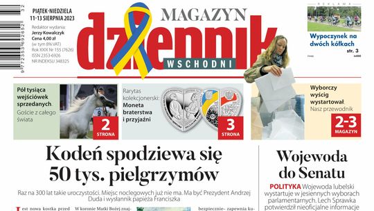 Strona pierwsza "Dziennika Wschodniego" z dnia 11 sierpnia 2023 r.