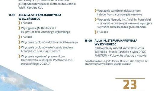 Święto Patronalne KUL: koncerty i recitale