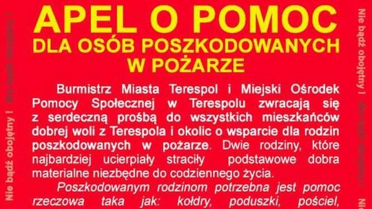Terespol: Miasto apeluje o pomoc dla pogorzelców