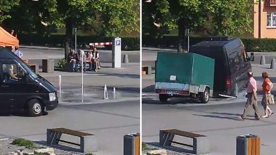 Tomaszów Lubelski: Chciał przejechać przez fontannę. Zapadła się (wideo)